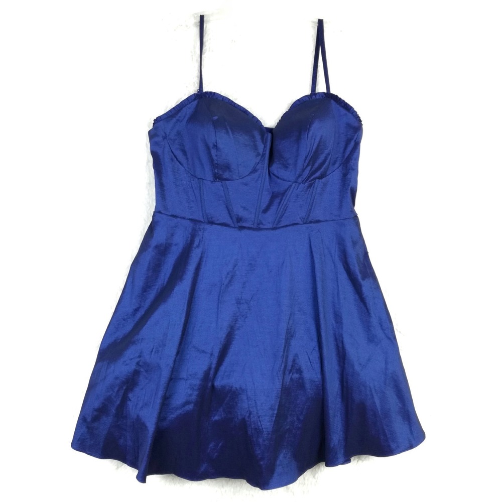 B. Darlin Womens Dress Fit And Flare Cocktail Royal Blue Navy Satin Plus 22W New